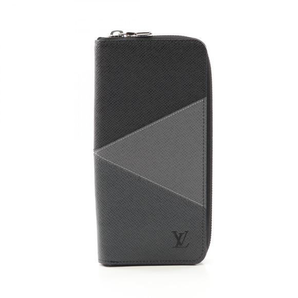 Louis Vuitton Wallet Black Vertical Leather Taiga Long Zippy - Picture 1 of 7